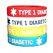 IDmed Diabetes Type 1 Silicone Bracelets for Kids 4 Pack