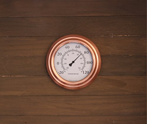 Bjerg Instruments 8" Copper Finish Decorative Indoor/Outdoor Patio Wall Thermometer #TOP3