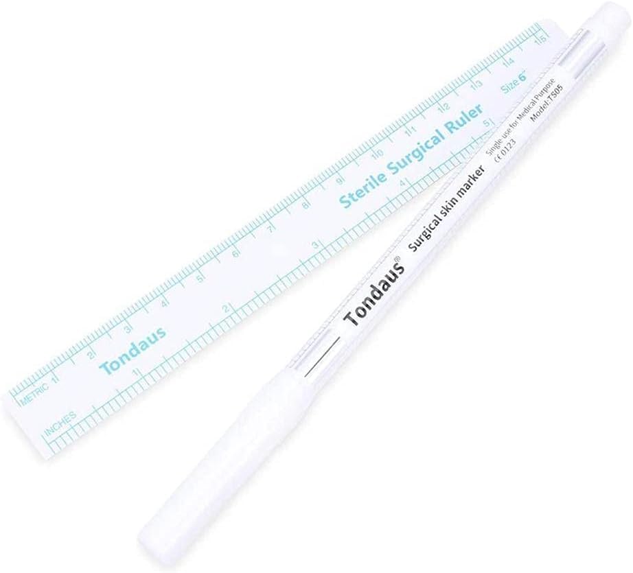 1 Set White Tattoo Tip Markers Skin Marker Pen Tattoo Pen,Marker Pen with Paper Ruler,for Eyebrow Lips Skin,Beauty and Personal Care,Easy to Use Eyebrow Color Beauty and Personal Care,Eyes,Makeup 3