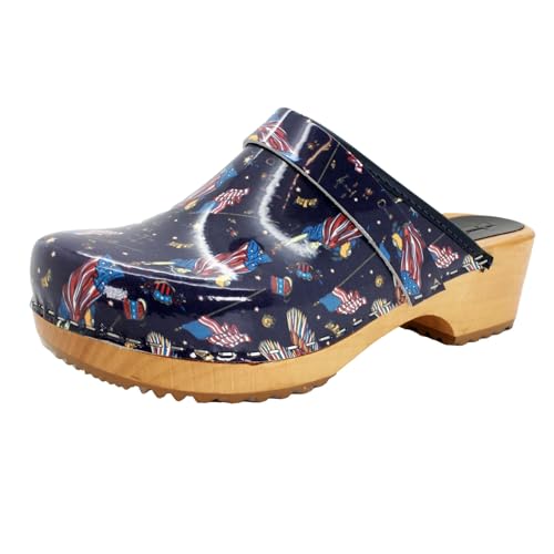 Image of Bjork Maja Wood Open Back Leather Clogs