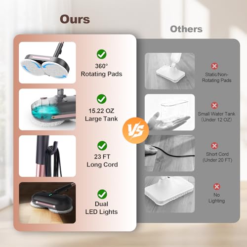 Image of Scrubbing Steam Mop with Rotating Pads for Floor Cleaning,Steam Cleaner F6