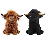 XCGNTU Scottish Highland Cow Plush Toys 11.8inch Soft and Cuddly Plush Stuffed Animals Suitable for Farm Home Decor,Gift for Kids (Brown&Black)