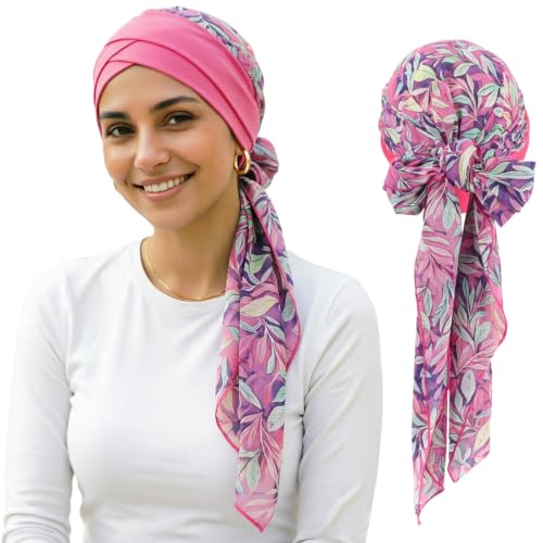 Image of DRESHOW Turban Headwrap for Women Long Hair Head Scarf Headwraps Chemo Headwear Lightweight Hair Loss Covering Hat