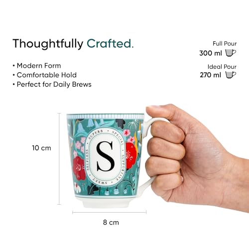 Image of Shay Alphabet Mug, 1 Pc, S, 300ml | Ceramic Mug |Glossy Finish | Ceramic Coffee Cup | Porcelain | Microwave Safe (Alphabet Mug - S)