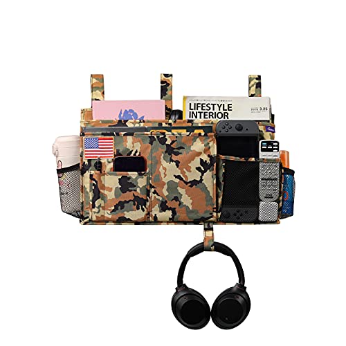 Image of Surblue Bedside Caddy Hanging Organizer Storage Bag for Bunk and Hospital Beds, College Dorm Rooms, Baby Bed Rails, Camp (8 Pockets), Desert