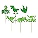 Gyufise 24Pcs Dinosaur Cupcake Toppers Green Glitter 3 Rex Roar Dinosaur Cupcake Picks Three Years Old Dino Theme Baby Shower Third Birthday Party Cake Decorations Supplies