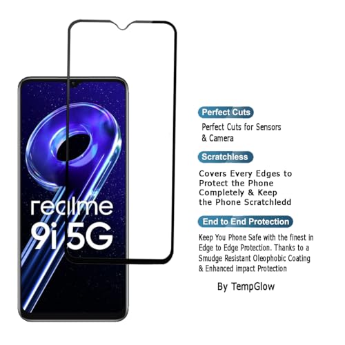 Image of Screen Protector for Realme 9i 5G (Black) Tempered Glass Edge-to-Edge 6D Screen Guard With Installation Kit