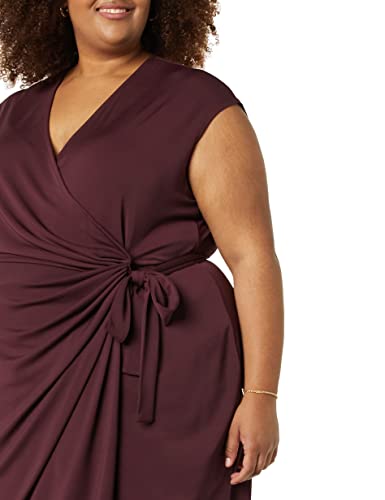 Amazon Essentials Women's Classic Cap Sleeve Wrap Dress (Available In Plus Size), Burgundy, Medium #TOP4