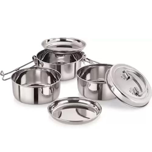 Image of Stainless Steel Clip Tiffin sada, Containers Lunch Box Containers Lunch Box (8x3)