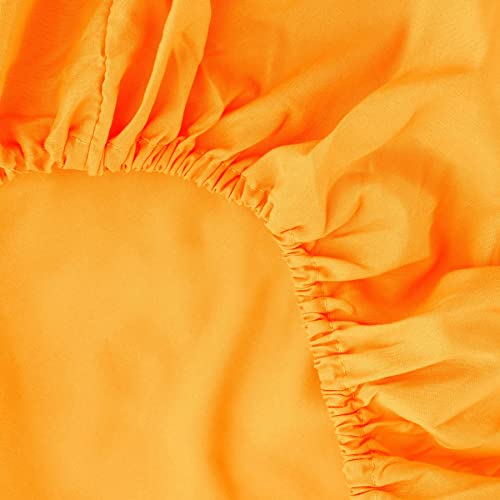 Image of Ghooss Fitted Sheet Orange-Full Size Fitted Sheet Only-Fitted Deep Pocket Sheet-Soft Wrinkle Free Sheet-1 Pack(Orange,Full)
