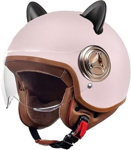 MSDXDKF Casco Moto Demi Jet, Casco Moto niño, Casco de Moto niños y niñas Medio Casco Lindo Casco de Verano Homologado ECE 22.06 54 61cm,C
