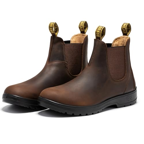 ROCKROOSTER Classic Chelsea Boots for Men Soft toe 6 Inch Slip-on Work Boots Medium Width EH Rated lightweight Mens Boots (AD120BR US 11)
