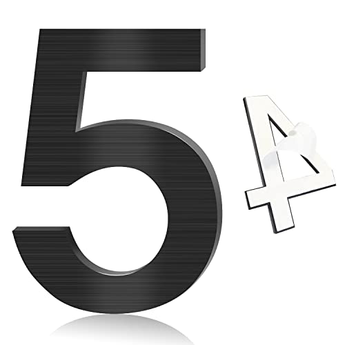 Stainless Steel House Number,5 Inch Self-Adhesive House Numbers,Brushed Metal Modern House Numbers, Garden Door Mailbox Decor Number, 911 Visibility Signage #TOP22