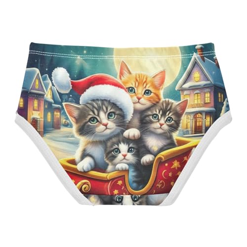 Cute Kittens Red Sleigh Toddler Underwear Floral 2t Cotton Panties Little Girl Pattern Undies Kids Briefs2