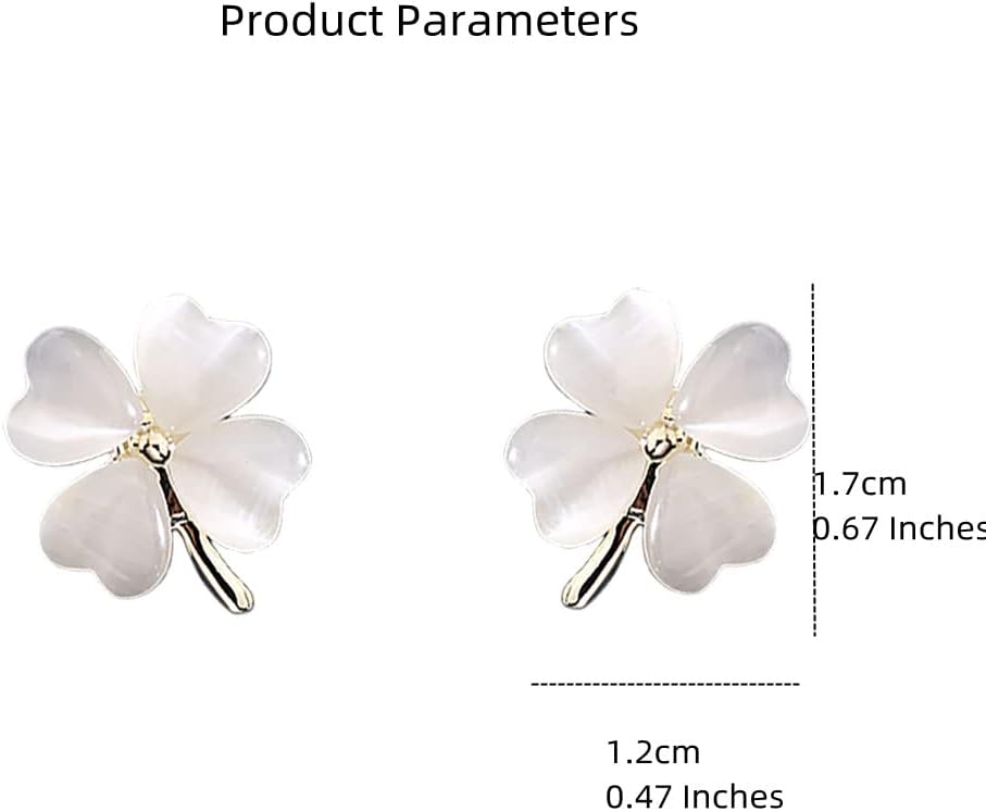 Green Cat Eye's Clover Flower Earrings for Women Girls 925 Sterling Silver Post Pin Hypoallergenic Luck Love Heart 4 Leaf Petal Small Cute Studs Earring Dainty Gifts for Mother Sister Aunt - Image 6