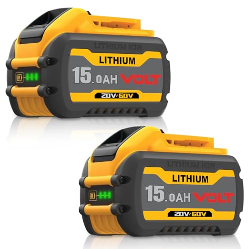 Xmenany 15.0Ah High Capacity Replacement Battery Compatible with Dewalt 20V/60V MAX Battery DCB606 DCB609 DCB612 DCB615 Cordless Power Tools 2 Pack