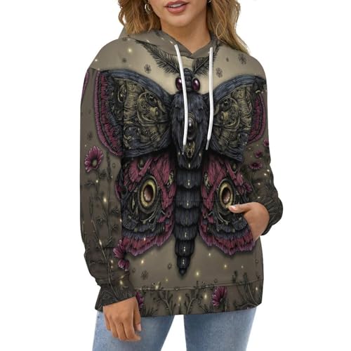 Sweat à capuche imprimé papillon de nuit pour look original