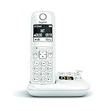 Gigaset AS690A - Schnurlostelefon mit Anrufbeantworter - DECT-Telefon mit Freisprechfunktion, großes Display, große Tasten - Festnetztelefon, weiß