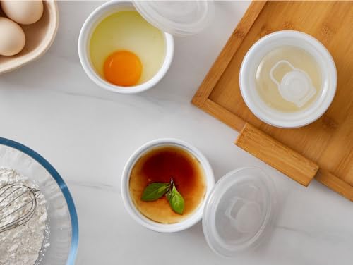 ONEMORE Ramekins in ceramica – 226,8 g, set di 6 pezzi – Forno e forno sicuro Ramekins con coperchio - immagine 3