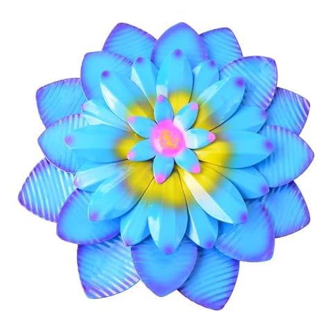 DOFE Metal Flower Wall Decor,Hanging Metal Flowers Wall Decor for Living Room femce Garden Backyard Bedroom Patio Living Room,Gift for Mom Dad Friends. (Blue) Cover