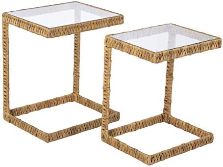 SEI Furniture Ismaya Water Hyacinth C Tables – 2pc Set, Natural
