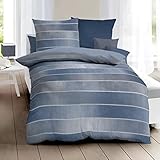 ✅: angenehm weich Kaeppel Mako-Satin Bettwäsche Timeless blau, 1 Bettbezug 155 x 220 cm + 1 Kissenbezug 80 x 80 cm