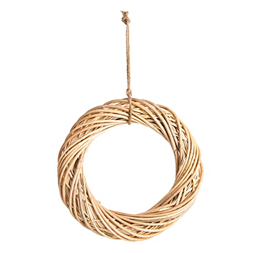 Couronne en osier beige marron clair 38 cm idée de décoration de porte naturelle - 2