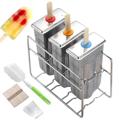 3 Pièces Moules À Glace Moules À Popsicle Creux Moule À Glace Popsicle Crème Glacée Moule En Acier Inoxydable Pour Adultes Bricolage Été, Avec 50...