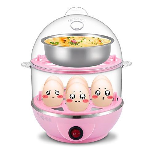 Egg boiler double layer multifunction electric automatic off cooker poacher, steamer and milk cooker food 14 poacher for steaming cooking boiling frying