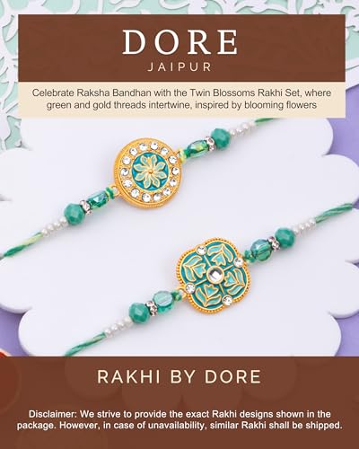 Image of Hyperfoods Rakhi with Chocolates Wobniar Happiness Chocolate Gift Pack 180 Grams Golden bag Twin Blossoms Rakhis Set of 2 with Roli & Rice Rakhi Set for Brother