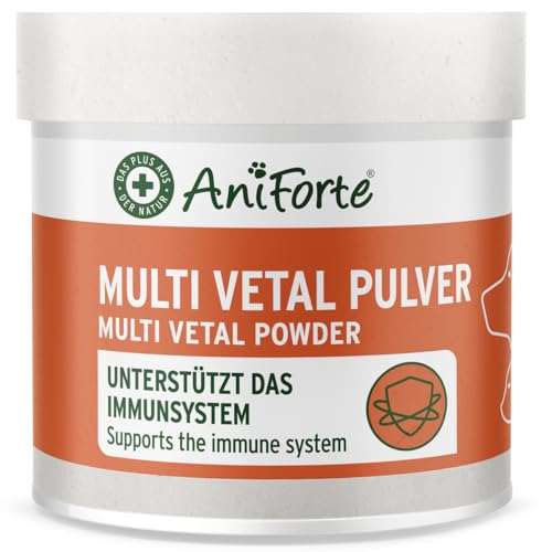 AniForte MultiVETAL Multivitamin Pulver für Hunde, Katzen 100g - Natürliche Vitamine, Mineralstoffe & Nährstoffe für eine optimale Versorgung, Unterstützung der natürlichen Abwehrkräfte