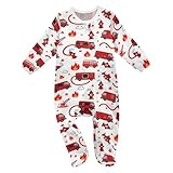 Dussdil Firefighter Fire Truck Baby One-Piece Footies Jumpsuit Newborn Rompers Pajamas Cotton Footed Pjs for Sleep Play Boys Girls 12M