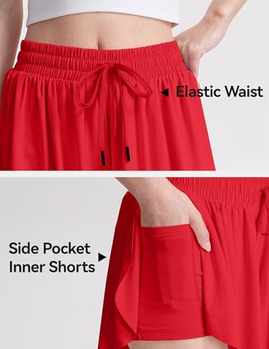 Image of KEREDA Girls Flowy Shorts,Youth /Toddler Butterfly Shorts with Spandex Liner 2-in-1 for Running,Sports,Athletic,Fitness,Tennis