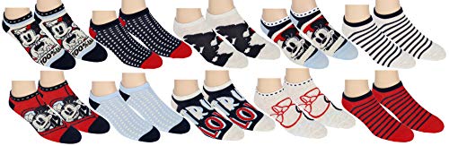 Disney Womens Minnie Mouse No Show Ankle Socks 10 Pair Pack Multi-Color