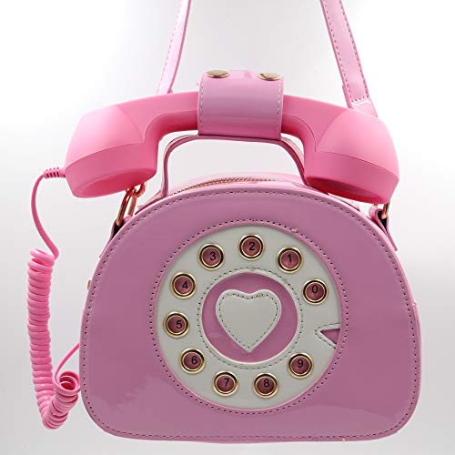 Image of QiMing Retro dial telephone Crossbody Shoulder Bag,Pu Movable microphone Purse for Women