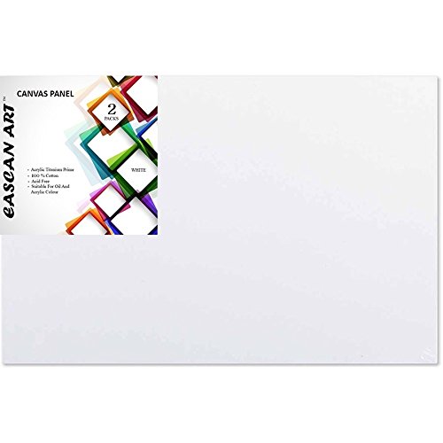 Eascan Art Painting Drawing and Sketch Accessories Medium Grain Artist's Painting Canvas Board Pack of 2 (12" X 12")