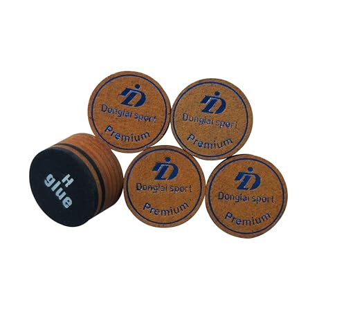 DDonglai 5PCS Packed Brown/Black Premium Laminated Billiard Cue Tips, Laminated Pool Cue Tips, Max Grip Power Cue Tips-H Hardness