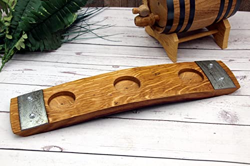 Premium Barrel Stave Whiskey Flight, Scotch Flight, Bourbon Flight, Crystal Glencirn Glass Flight (Natural) #TOP3