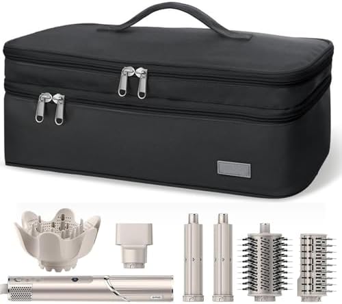 Cruise Essentials 2025 Hair Tools Travel Bag Compatible for Shark Flex Style Dyson Airwrap, Hair Dryer Storage Travel Case, Haircare Accessories Organizer Double Layer Design & Shock Absorption
