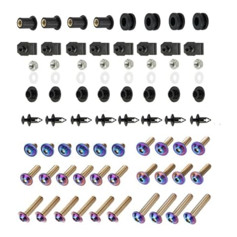 Motorcycle Fairing Bolt Kit for Suzuki GSXR600 06-07, Stainless Steel and Plastic, Oil Slick Color + Black, for GSXR750 2006-2007 Body Screw Fasteners Cover