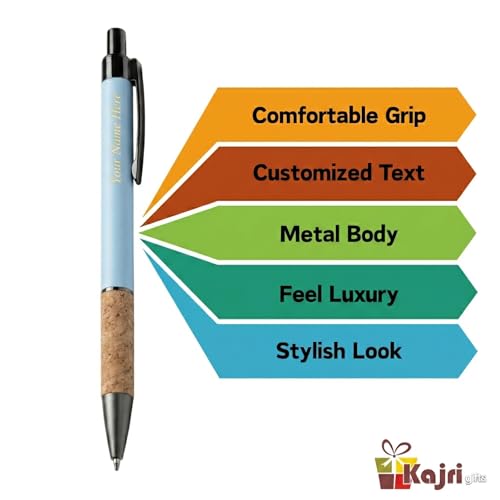 Image of Kajri Gifts Customized Pen With Name Luxury Ballpoint Customised Pen With Name Black And Gold Body Personalized Gift For Professionals Doctor Advocate And Graduates (Crok White)