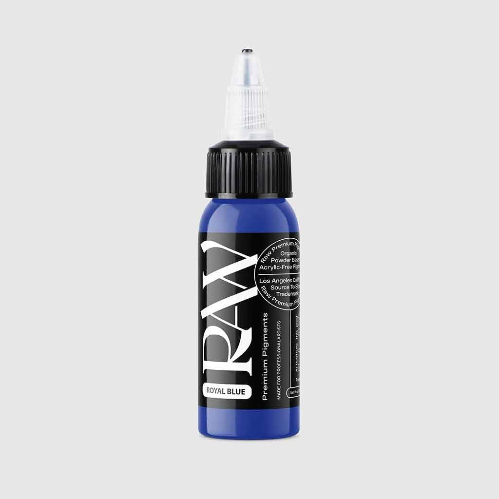 Tattoo Ink 1oz Bottle by Raw Premium Pigments Professional Vegan Acrylic Free Smooth Flow Long Lasting Tone Tattoo Color for Artists (1oz, Royal Blue)