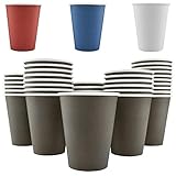 200 Pack - 12 Oz [8, 16] [4 Colors] Disposable Hot Paper Coffee Cups - Mocha Brown (Cups Only)