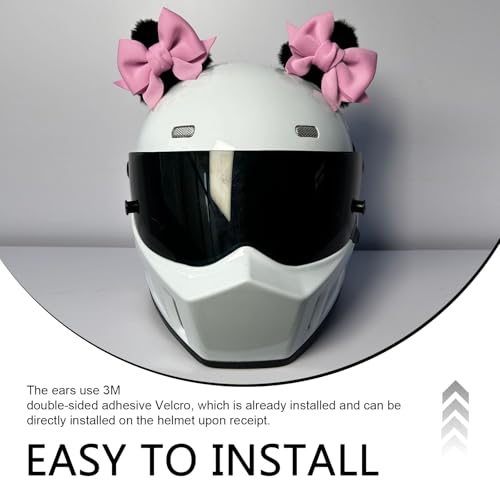image for SLIMI 2 PCS Bow Helmet Decoration, Cute Plush Cat Ears Bow Helmet Deco