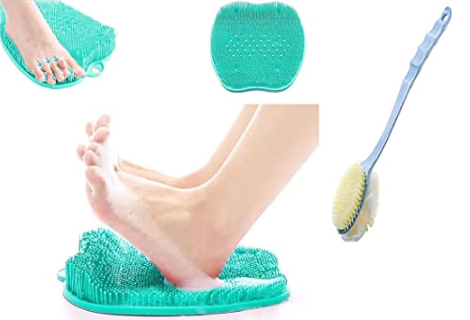 Loofah Brush and Foot Scrubber Mat with Suction Cups