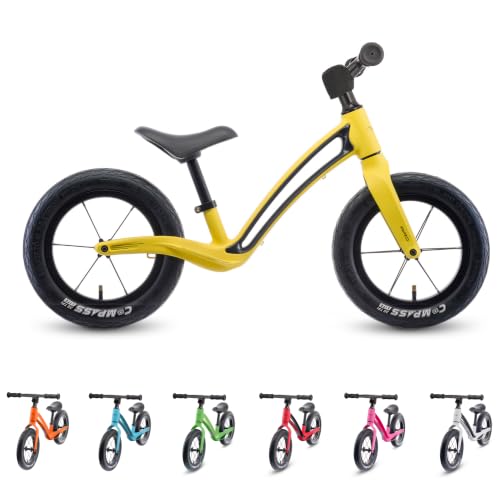 Image of Hornit AIRO 12 in Balance Bike, 2.95 kg, Hammer Yellow, for Ages 1.5-5 | Magnesium-alloy frame, pneumatic tyres, sealed bearings and integrated footrests suit riders aged 1.5-5.
