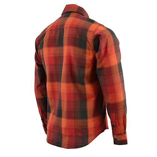 Milwaukee Leather MNG11641 Men's Flannel Plaid Shirt Orange with Red and Black Long Sleeve Cotton Button Down Shirt4