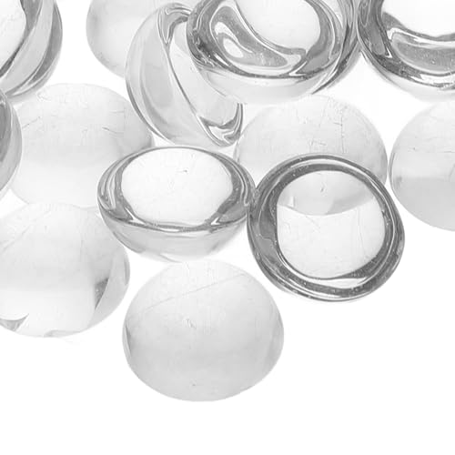 SHERCHPRY 30個入り 透明ガラスの装飾用小石 花瓶用のビー玉 フラットガラスビー玉 15mm半球形 粘着背面付き 簡単に使える 花瓶やDIYクラフトの装飾に最適 [3]