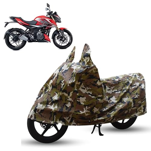 Image of Sulfar Bike Cover for Bajaj Pulsar (N250 / F250 Series) | Waterproof, Dustproof & UV Protected | All Weather Two Wheeler Cover (Army Green) New 2026 Variants