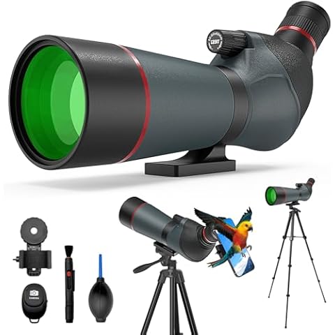 Gosky 20-60x65 Spotting Scope with Full Size Tripod, Phone Adapter, Controller and Cleaning Kit, Spotting Scopes for Bird Watching, Wildlife Viewing Cover